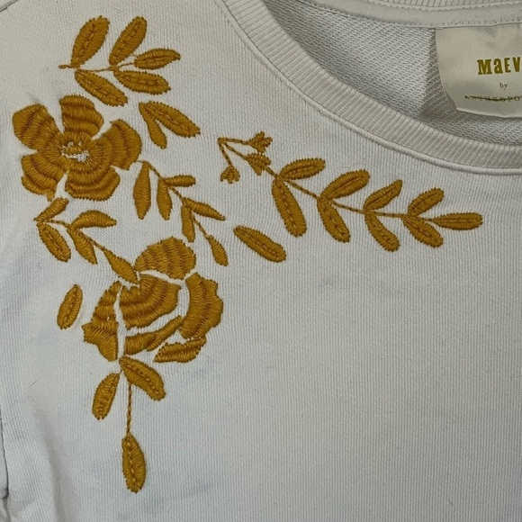 Maeve by Anthropologie Vineland Embroidered Cropped Short Sleeved Sweatshirt XXS - Picture 9 of 14